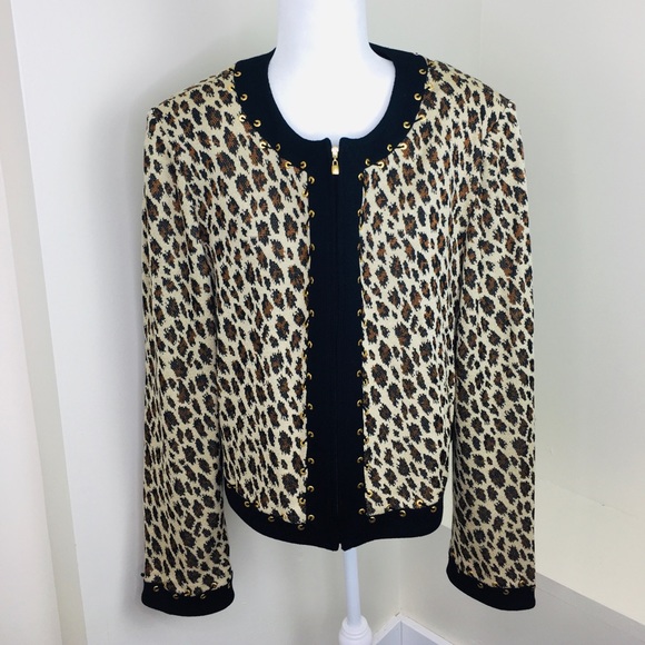 St. John Collection Jackets & Blazers - St. John Collection Leopard Zip Blazer